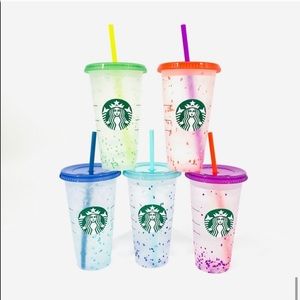 Starbucks Color Changing Confetti Reusable Cup set